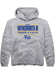 Mark  Jr Haynesworth Rally Youth Grey Pitt Panthers NIL Stacked Box Long Sleeve Player Hoodie