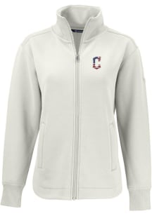 Cutter and Buck Cleveland Guardians Womens White Stars and Stripes Roam Light Weight Jacket