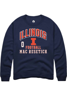 Mac Resetich Rally Mens Navy Blue Illinois Fighting Illini NIL Arch Logo Player Crew