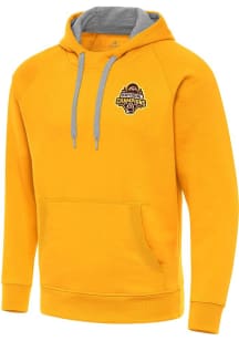 Mens Western Michigan Broncos Gold Antigua 2025 Hockey National Champions Victory Hooded Sweatshir..