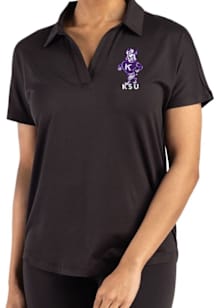 Womens K-State Wildcats Black Cutter and Buck Coastline Short Sleeve Polo Shirt