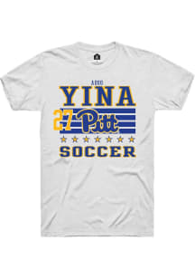 Adoo Yina Rally Mens White Pitt Panthers NIL Striped Player T Shirt