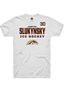 Hampton Slukynsky Rally Mens White Western Michigan Broncos NIL Stacked Box Player T Shirt