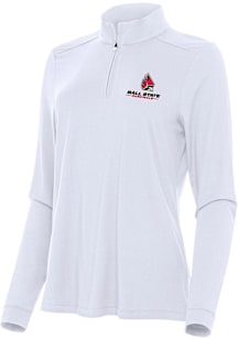Antigua Ball State Cardinals Womens White Intent Qtr Zip