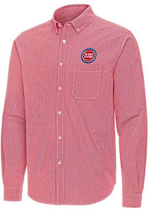 Antigua Detroit Pistons Mens Red Porter Long Sleeve Dress Shirt