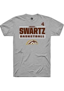 Brady Swartz Rally Mens Grey Western Michigan Broncos NIL Stacked Box Player T Shirt