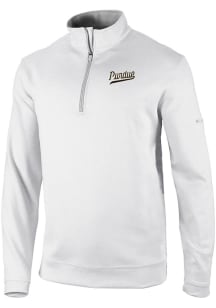 Mens Purdue Boilermakers White Columbia Vault Heat Seal Omni Wick Wickhams Hills Qtr Zip Pullover