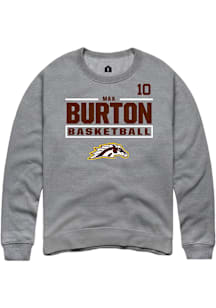 Max Burton Western Michigan Broncos Mens Grey NIL Stacked Box Player Crew