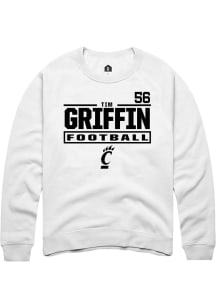Tim Griffin Rally Mens White Cincinnati Bearcats NIL Stacked Box Player Crew