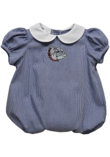 Vive La Fete Gonzaga Bulldogs Baby Navy Blue Gingham Collar Short Sleeve One Piece