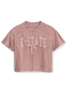 K-State Wildcats Womens Pink Arched Bow Short Sleeve T-Shirt