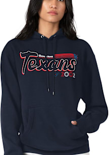 Starter Houston Texans Mens Navy Blue Groovy Script Long Sleeve Hoodie