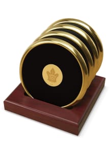 Toronto Maple Leafs Gold and Leather Coaster - Gold