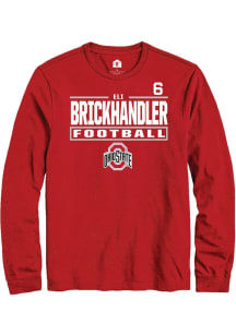 Eli Brickhandler Mens Red Ohio State Buckeyes NIL Stacked Box Long Sleeve Player T Shirt