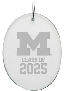 White Michigan Wolverines Campus Crystal Class of 2025 Oval Ornament