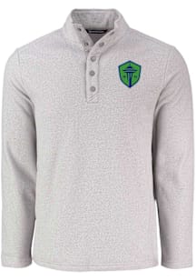 Cutter and Buck Seattle Sounders FC Mens Grey Hunts Point Long Sleeve Qtr Zip Pullover