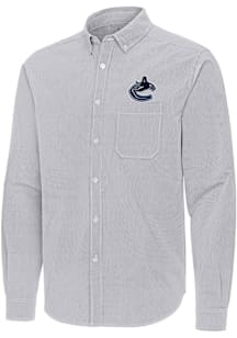 Antigua Vancouver Canucks Mens Ash Porter Long Sleeve Dress Shirt
