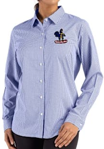 Cutter and Buck Delaware Fightin' Blue Hens Womens Vault Epic Confidence Gingham Long Sleeve Navy..