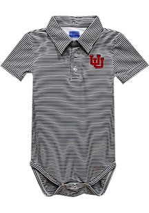 Vive La Fete Utah Utes Baby Black Pencil Stripe Short Sleeve One Piece Polo