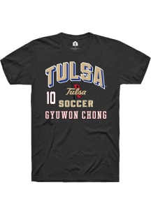 Gyuwon Chong Rally Mens Black Tulsa Golden Hurricane NIL Arch Logo Player T Shirt