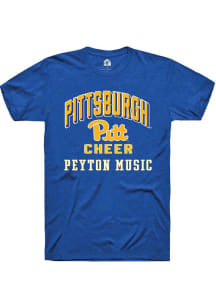 Peyton Music Rally Mens Blue Pitt Panthers NIL Arch Logo Player T Shirt