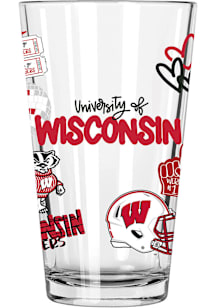 Wisconsin Badgers 16oz Pint Glass - Red