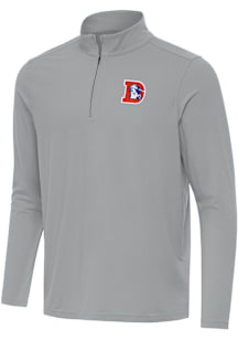 Antigua Denver Broncos Mens Ash Classic Intent Long Sleeve Qtr Zip Pullover