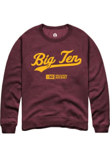 Mens Big Ten Maroon Rally Script Crew Sweatshirt