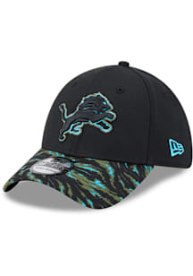 New Era Detroit Lions Mens Black DL Tiger Stripe 39THIRTY Flex Hat