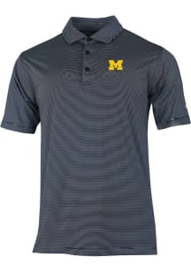 Mens Michigan Wolverines Navy Blue Columbia Heat Seal Double Hit Short Sleeve Polo Shirt
