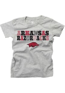 Arkansas Razorbacks Girls Grey Multi Font Short Sleeve Tee
