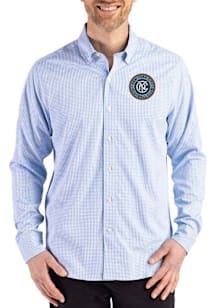 Cutter and Buck New York City FC Mens Light Blue Skyline Long Sleeve Dress Shirt
