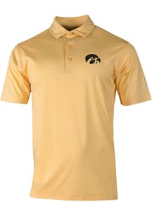 Mens Iowa Hawkeyes Gold Columbia Heat Seal Double Hit Short Sleeve Polo Shirt