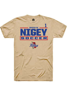 Madalyn Nigey Rally Mens Brown Tulsa Golden Hurricane NIL Stacked Box Player T Shirt