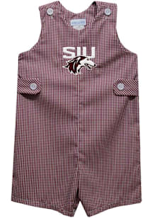 Vive La Fete Southern Illinois Salukis Toddler Maroon Gingham Overalls
