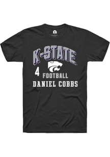 Daniel Cobbs Rally Mens Black K-State Wildcats NIL Arch Logo Player T Shirt
