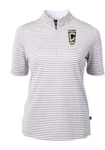 Cutter and Buck Columbus Crew Womens Grey Virtue Eco Pique Stripe Short Sleeve Polo Shirt