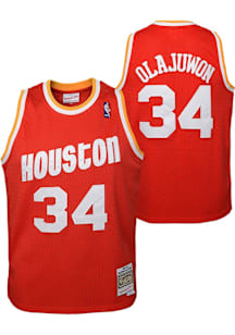 Hakeem Olajuwon  Mitchell and Ness Houston Rockets Boys Red Swingman Road Basketball Jersey