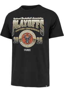 47 Milwaukee Bucks Black 2025 Playoff Participant Franklin Short Sleeve Fashion T Shirt