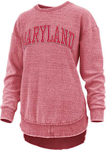 Pressbox Maryland Terrapins Womens Red Ponchoville Crew Sweatshirt