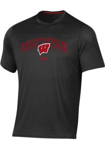 Under Armour Wisconsin Badgers Black Sideline Training Short Sleeve T Shirt