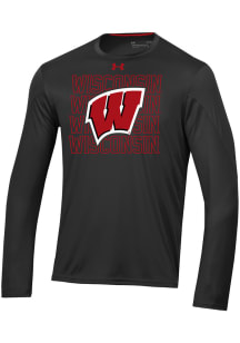 Under Armour Wisconsin Badgers Black Sideline Training Long Sleeve T-Shirt