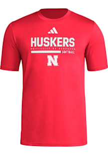 Adidas Nebraska Cornhuskers Red Locker Sport Bar Softball Short Sleeve T Shirt