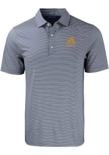 Mens Drexel Dragons Navy Blue Cutter and Buck Double Stripe Academic Short Sleeve Polo Shirt