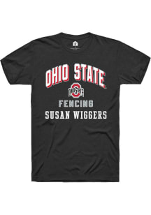 Susan Wiggers Rally Mens Black Ohio State Buckeyes NIL Arch Logo Player T Shirt