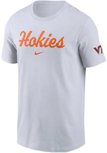Nike Virginia Tech Hokies White Hokies Script Short Sleeve T Shirt