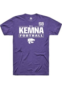Will Kemna Rally Mens Purple K-State Wildcats NIL Stacked Box Player T Shirt