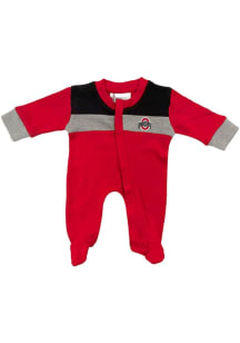 Baby Red Ohio State Buckeyes Stripe Loungewear One Piece Pajamas