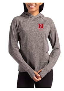 Cutter and Buck Nebraska Cornhuskers Womens Black Alumni Adapt Knit Hood Hooded Sweatshirt