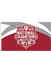 Indiana Hoosiers 2025 CFP National Champions 3x5 Silk Screen Grommet Flag - Crimson